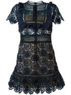 Self-portrait Floral Lace Mini Dress, Women's, Size: 10, Blue, Polyester/polyamide/spandex/elastane