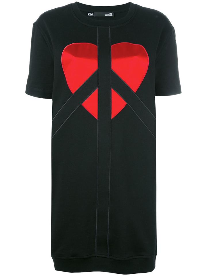 Love Moschino T-shirt Logo Dress, Women's, Size: 44, Black, Cotton/polyester