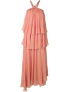Jay Ahr Tiered Evening Dress, Women's, Size: 38, Pink/purple, Silk/nylon