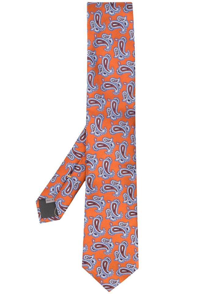 Canali Silk Paisley Tie - Orange