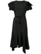 Taylor Adorn Ruffled Asymmetric Dress - Black