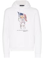 Polo Ralph Lauren Bear And Flag Print Hoodie - White