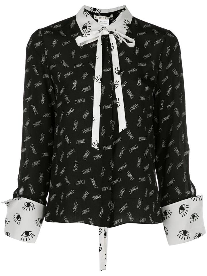 Alice+olivia Willa Mixed Print Shirt - Black