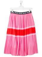 Msgm Kids Striped Pleated Skirt - Pink