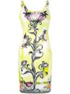 Versace Collection - Floral Print Dress - Women - Cotton/polyester/spandex/elastane/viscose - 42, Yellow, Cotton/polyester/spandex/elastane/viscose
