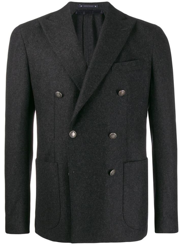 Bagnoli Sartoria Napoli Double-breasted Textured Jacket - Grey