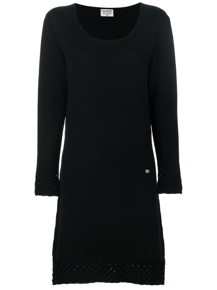 Chanel Vintage Scoop Neck Knitted Dress - Black
