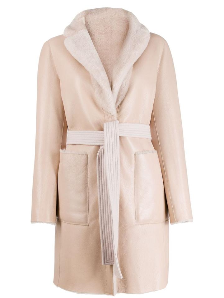Blancha Reversible Belted Coat - Pink