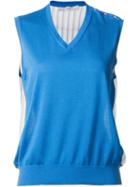 Astraet Shoulder Button Detail Contrast Back Tank Top, Women's, Blue, Silk/cotton/cupro