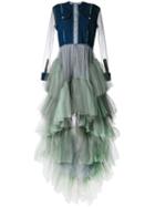 Natasha Zinko Ruffled Tiered Tulle Dress, Women's, Size: 38, Blue, Cotton/polyamide/polyester