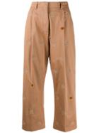 Tommy Hilfiger Cropped Embroidered Crest Trousers - Brown