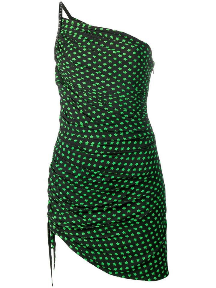 Saint Laurent Asymmetric Star Print Dress - Black