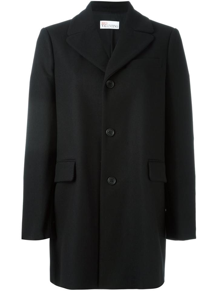 Red Valentino Single Breasted Coat, Women's, Size: 38, Black, Polyamide/polyester/acetate/wool