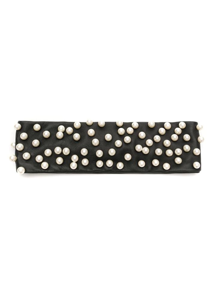 Andrea Bogosian Pearl Embellished Headband - Black