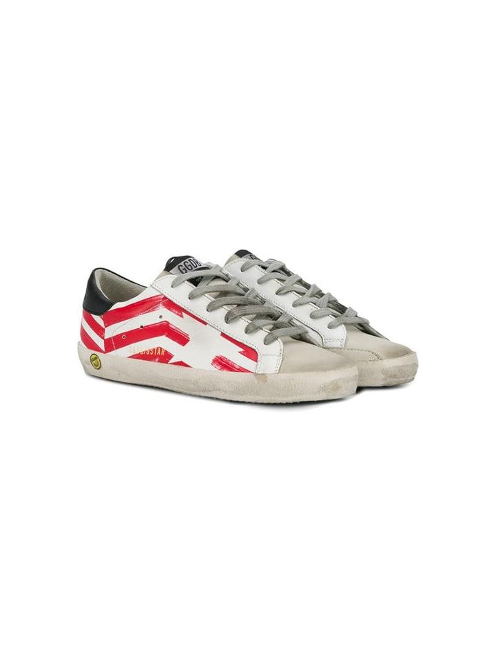 Golden Goose Kids Teen Superstar Flag Sneakers - White
