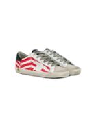 Golden Goose Kids Teen Superstar Flag Sneakers - White