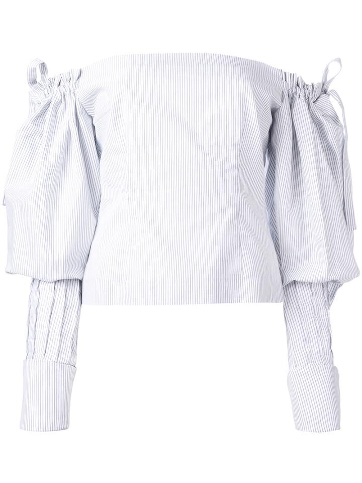 Jacquemus Pinstripe Off The Shoulder Top, Women's, Size: 42, White, Cotton