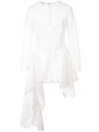 Oscar De La Renta Asymmetric Peplum Perforated Blouse - White