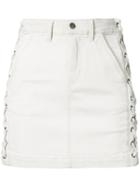 A.l.c. - Lace-up Fitted Skirt - Women - Cotton/polyurethane - 2, White, Cotton/polyurethane