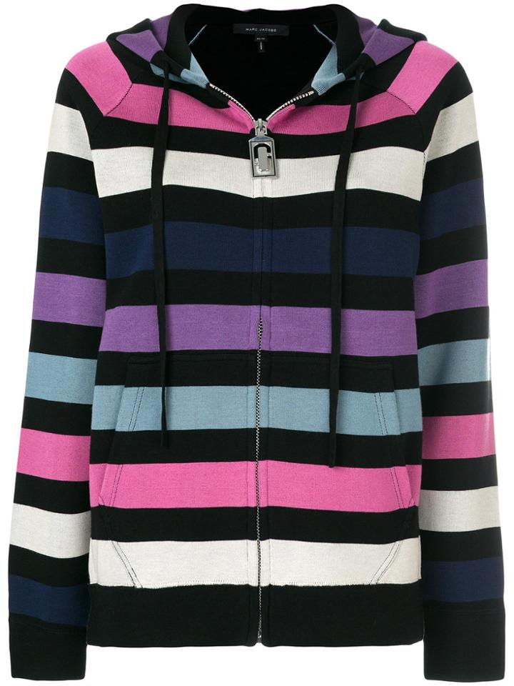 Marc Jacobs Striped Zip Front Hoodie - Black