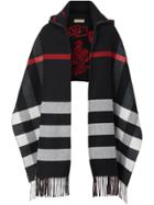 Burberry Check Wool Cashmere Hooded Scarf - Black