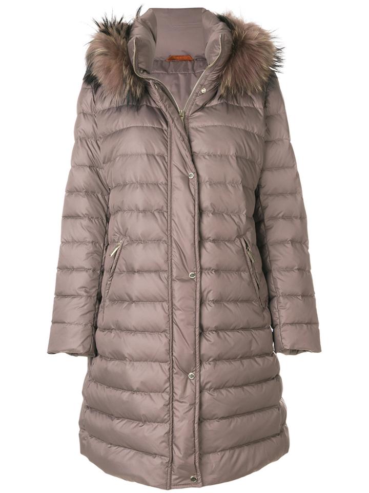 Baldinini Fur Hooded Coat - Brown