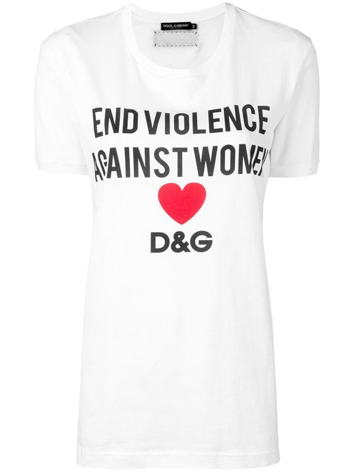 Dolce & Gabbana Slogan Logo T-shirt - White