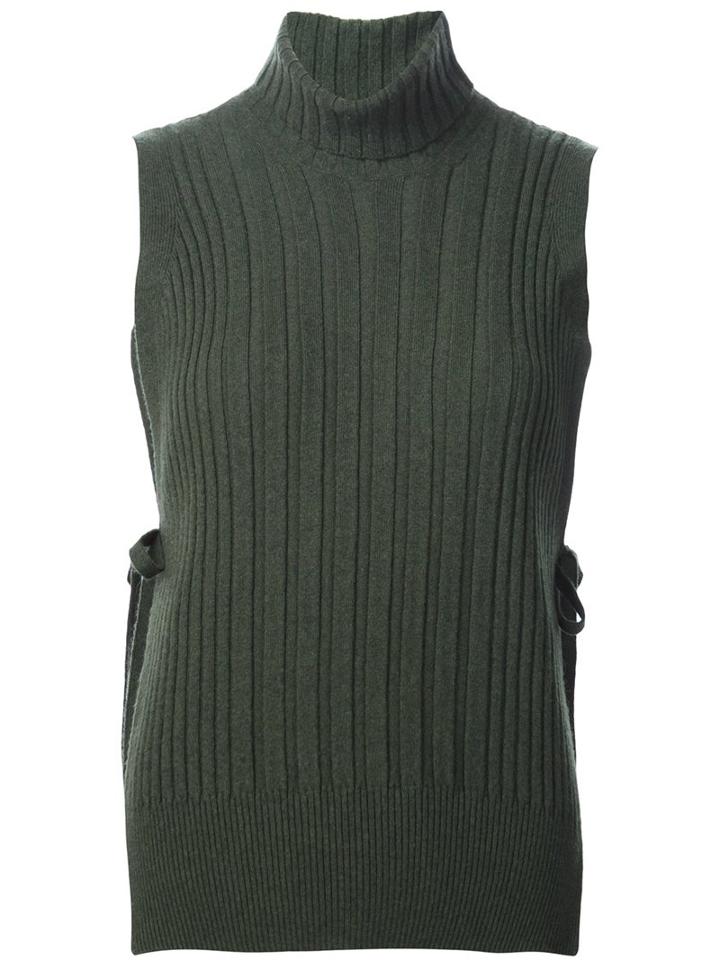 Maison Margiela Ribbed Sleeveless Sweater, Women's, Size: Medium, Green, Polyamide/viscose/cashmere/wool