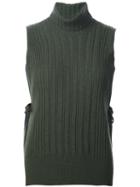 Maison Margiela Ribbed Sleeveless Sweater, Women's, Size: Medium, Green, Polyamide/viscose/cashmere/wool