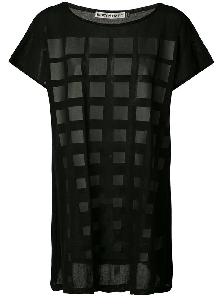 Grid Tulle Tunic - Women - Cotton - 2, Black, Cotton, Issey Miyake