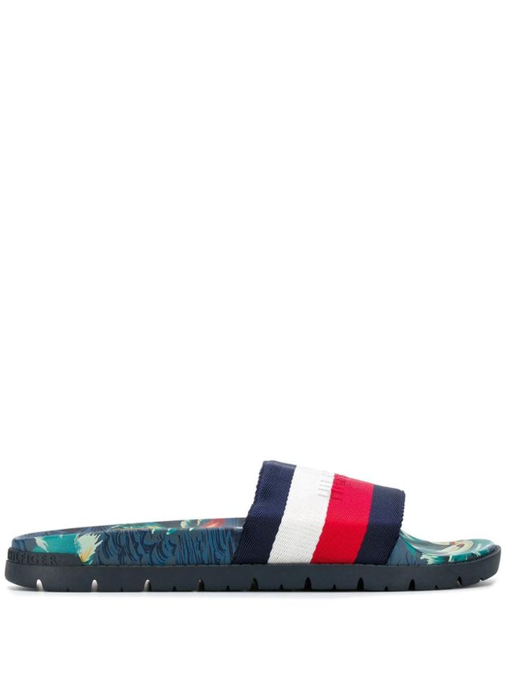 Tommy Hilfiger Striped Slides - Blue