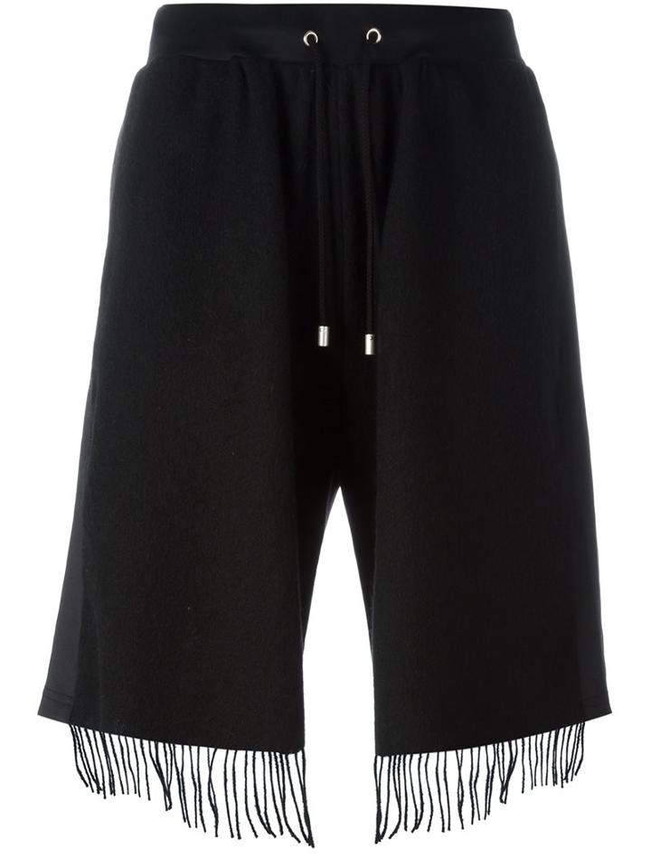 Andrea Crews Fringed Shorts, Men's, Size: Large, Black, Polyester/spandex/elastane/wool