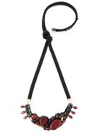 Marni Embellished Necklace, Women's, Black, Acrylic/brass/glass
