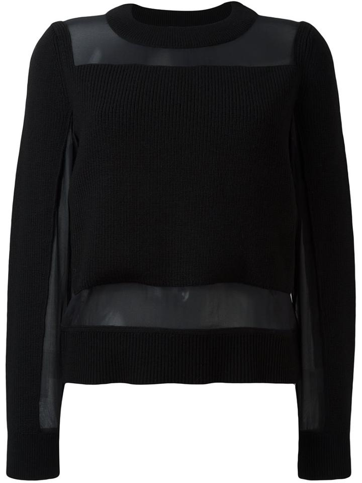 Rag & Bone Round Neck Jumper, Women's, Size: Medium, Black, Silk/spandex/elastane/merino