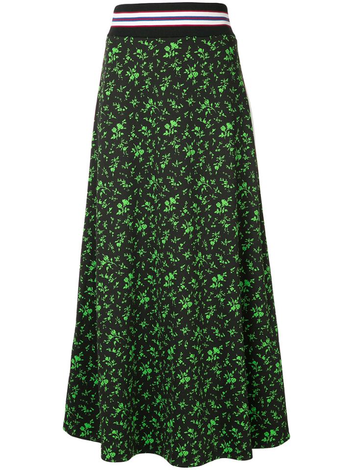 Maison Mihara Yasuhiro Floral Maxi Track Skirt - Black