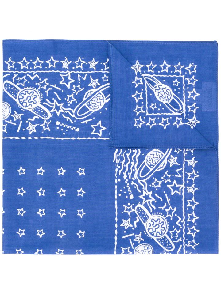 Valentino Planet Print Foulard - Blue