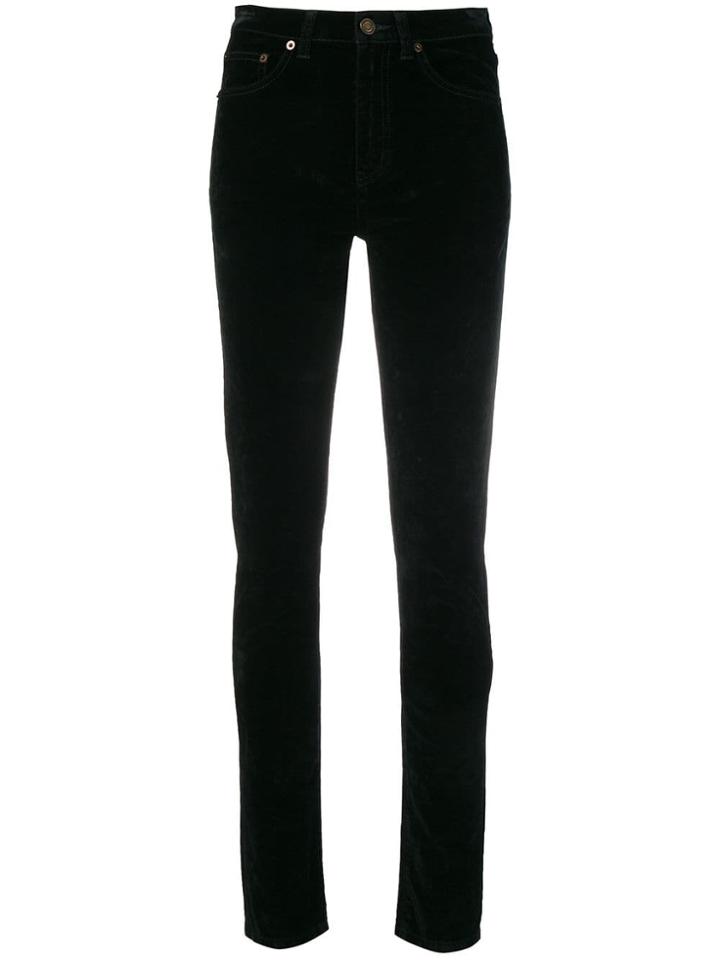 Saint Laurent Slim Fit Velvet Trousers - Black