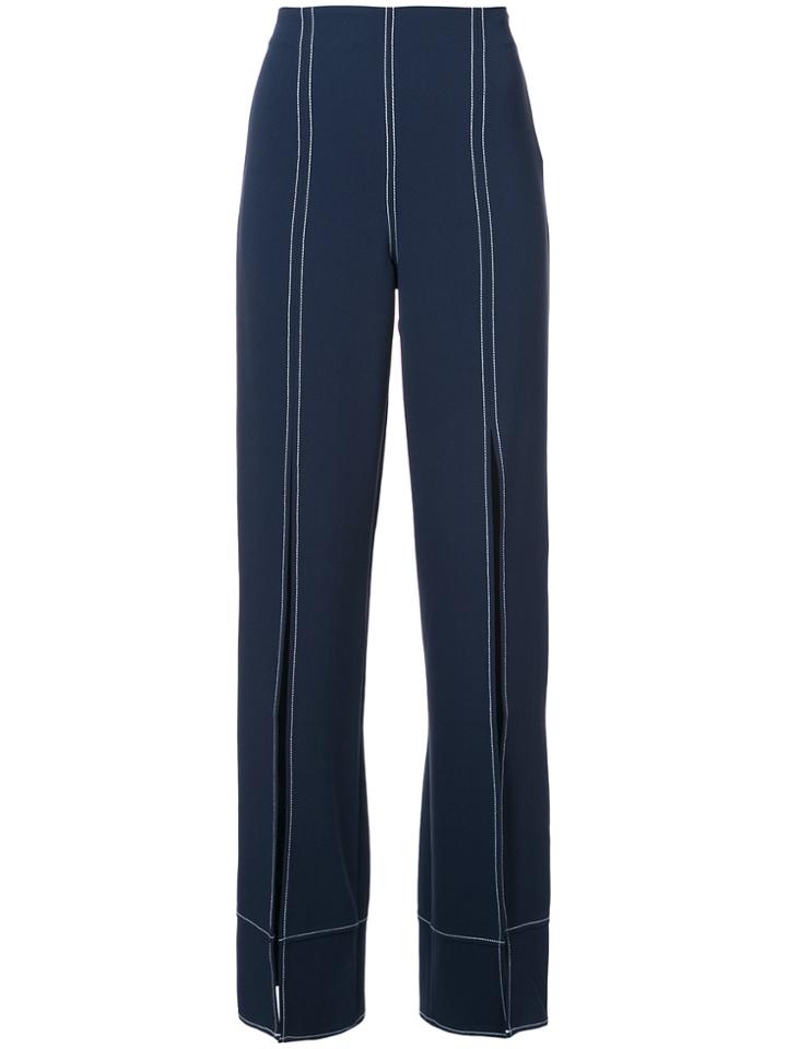 Cinq A Sept Overstitched Slit Front Trousers - Blue
