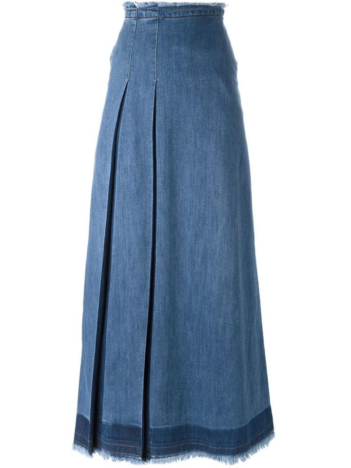 See By Chloé Pleated Denim Maxi Skirt