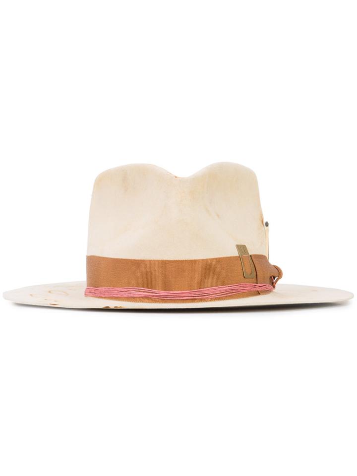 Nick Fouquet Contrast Trim Hat, Men's, Size: 56, Nude/neutrals, Beaver Fur/polyester