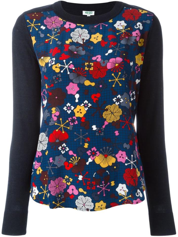 Kenzo 'tanami Flower' Sweater, Women's, Size: Large, Blue, Silk/wool