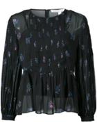 Veronica Beard Floral Print Smock Top - Black
