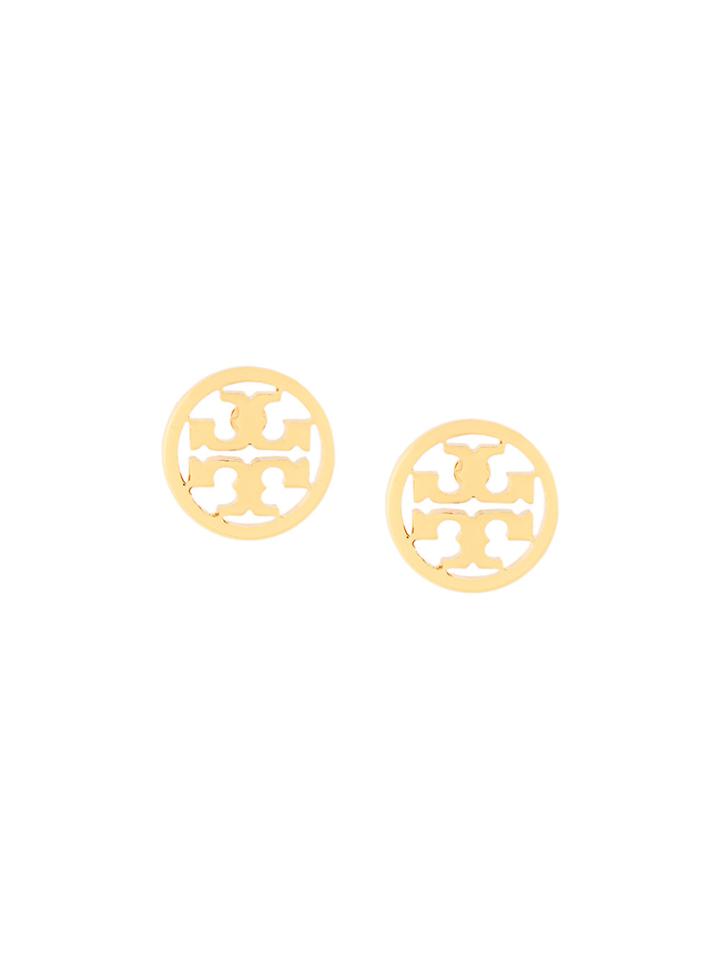 Tory Burch Logo Circle Stud Earrings - Metallic