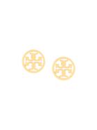 Tory Burch Logo Circle Stud Earrings - Metallic