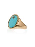 Yvonne Léon 18k Gold Circular Ring With Turquoise And Diamond - Blue