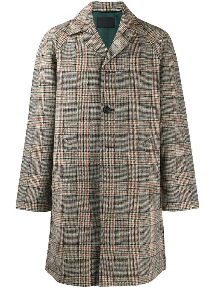 Prada Checked Single-breasted Coat - Green