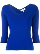 Milly V-neck Jumper, Women's, Size: Medium, Blue, Polyester/viscose