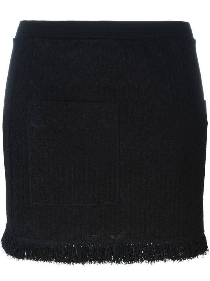 Missoni Fringed Knitted Skirt, Women's, Size: 40, Black, Nylon/polyester/rayon/wool