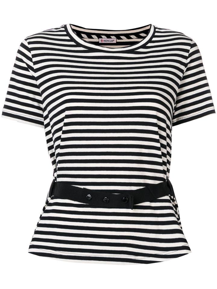 Moncler Belted Striped T-shirt - Black
