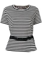 Moncler Belted Striped T-shirt - Black